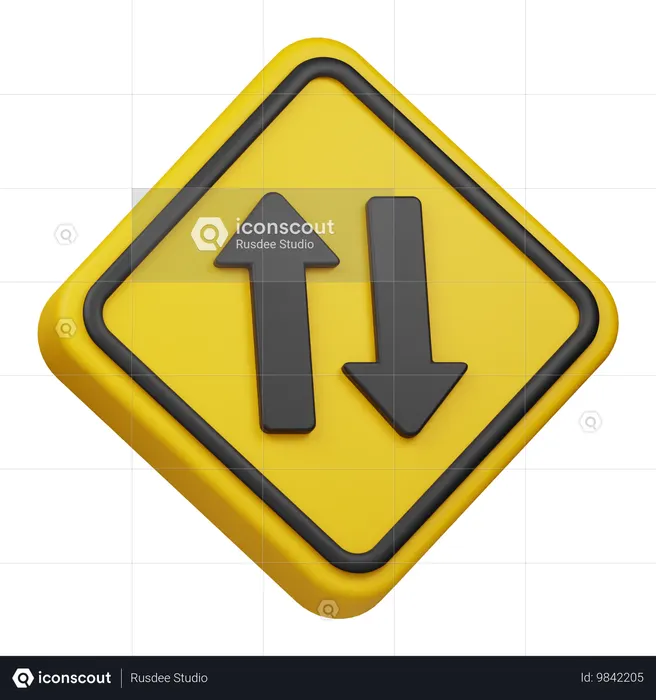双方向交通  3D Icon