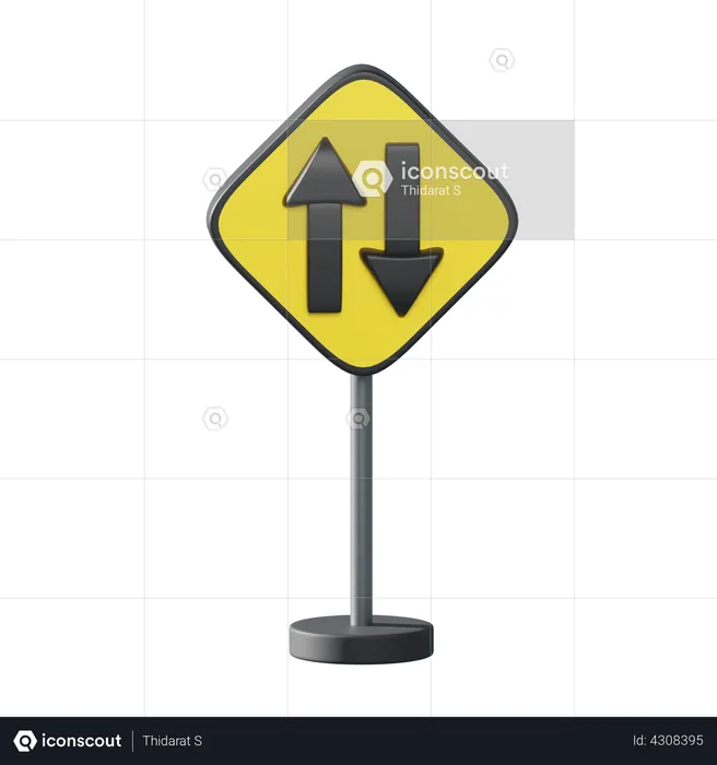 Two Way Traffic  3D Illustration