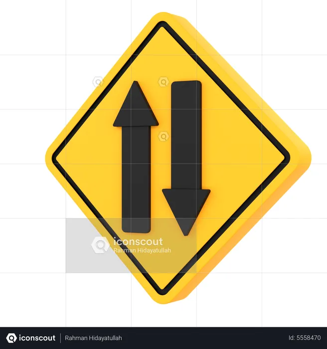 Two Way Traffic Sign  3D Icon