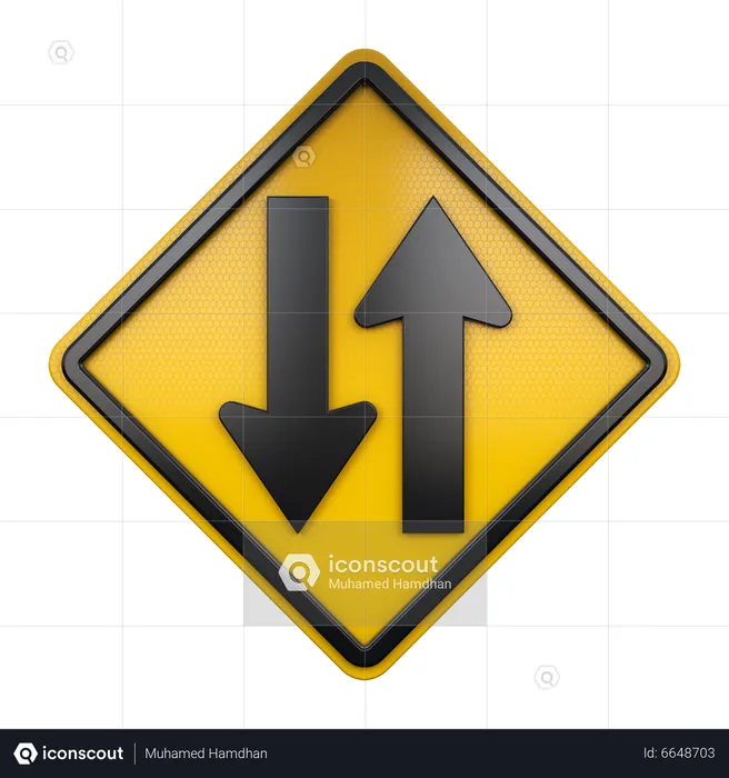 Two Way Traffic Sign  3D Icon