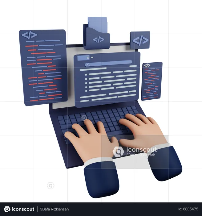 Typing Code  3D Icon