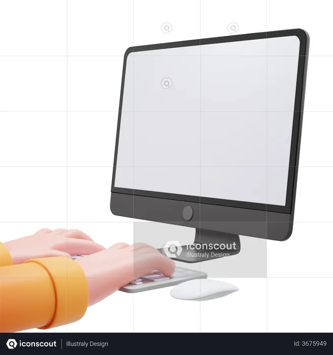 Typing on Computer  3D Illustration
