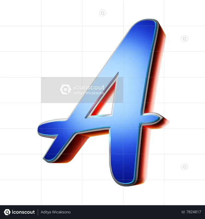 Typography Capital Letter A  3D Icon