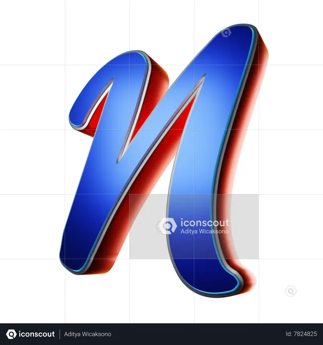 Typography Capital Letter N  3D Icon