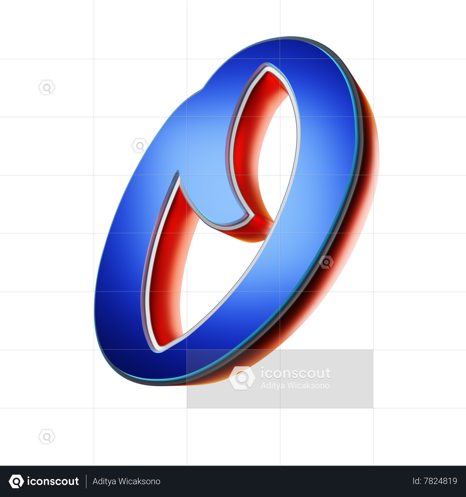 Small letter 'b' text effect 3D Icon download in PNG, OBJ or Blend format
