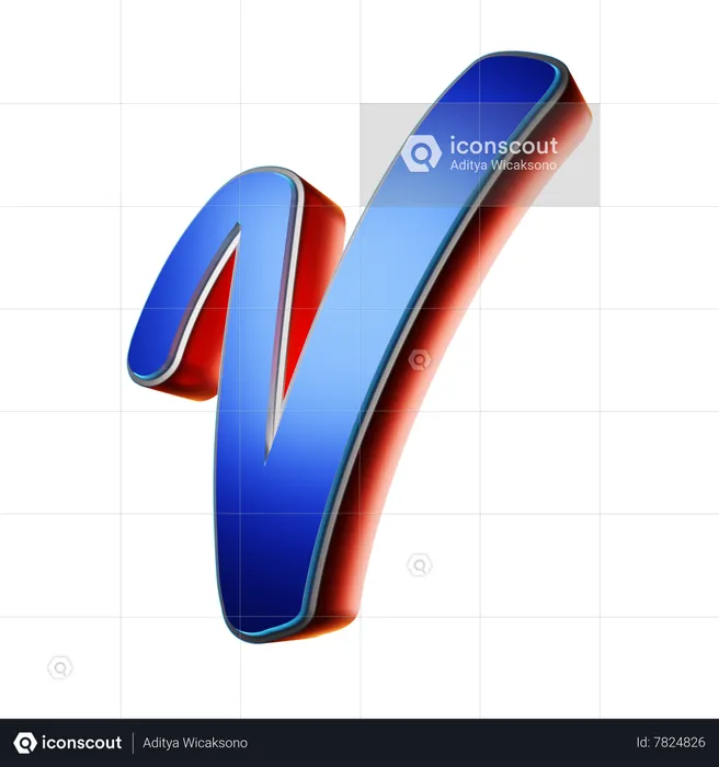 Typography Capital Letter V  3D Icon