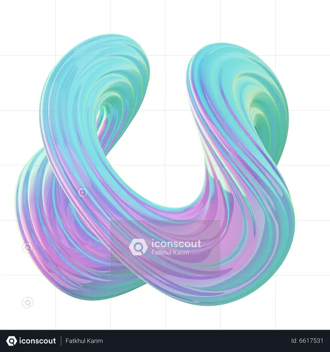 U Letter Abstract Shape  3D Icon