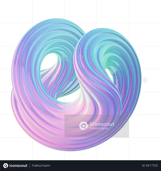 U Letter Abstract Shape  3D Icon