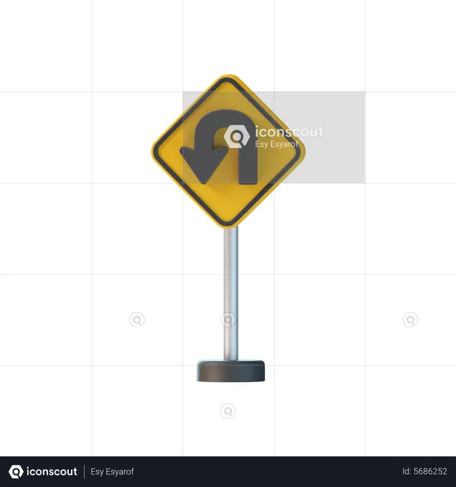 U Turn  3D Icon