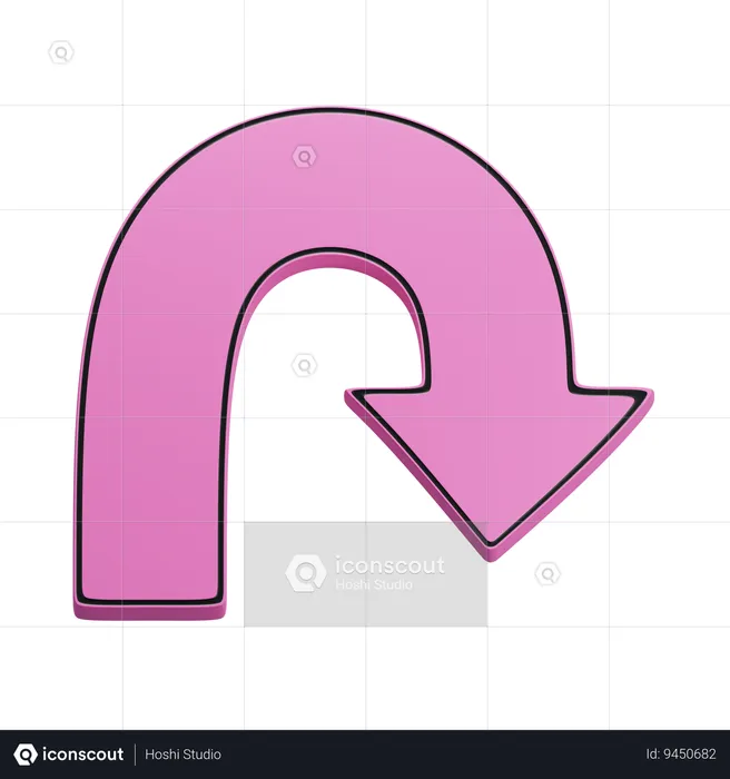 U turn right arrow  3D Icon