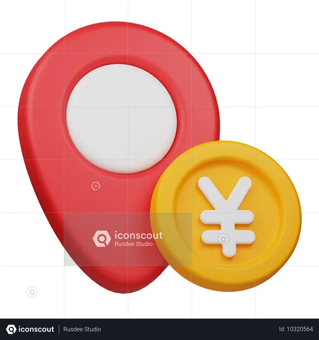 Ubicación de la moneda yen  3D Icon