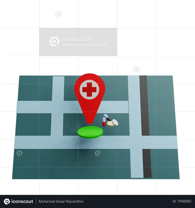 Ubicación del hospital  3D Icon