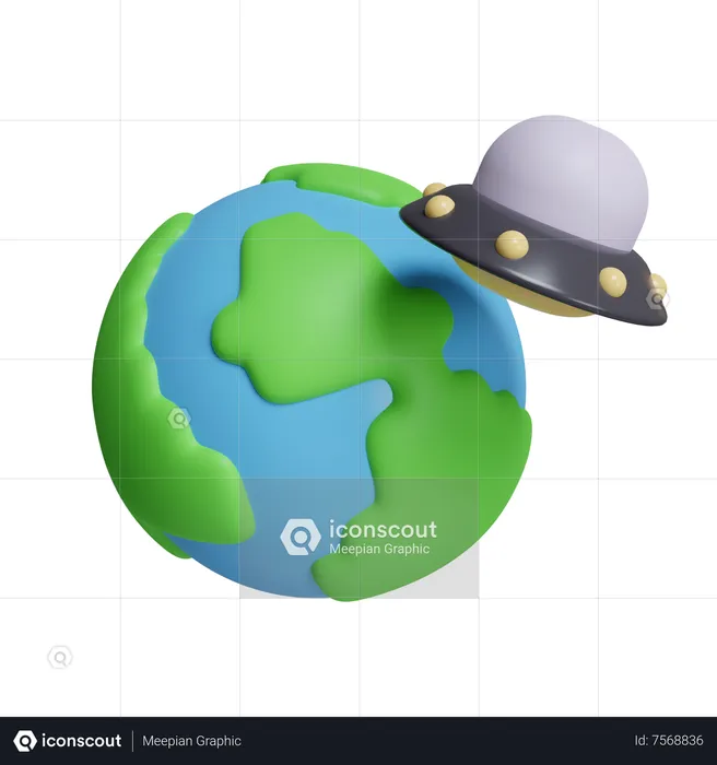 Ufo Above The Earth  3D Icon