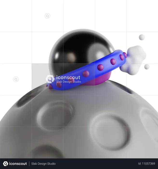 Ufo On Moon  3D Icon