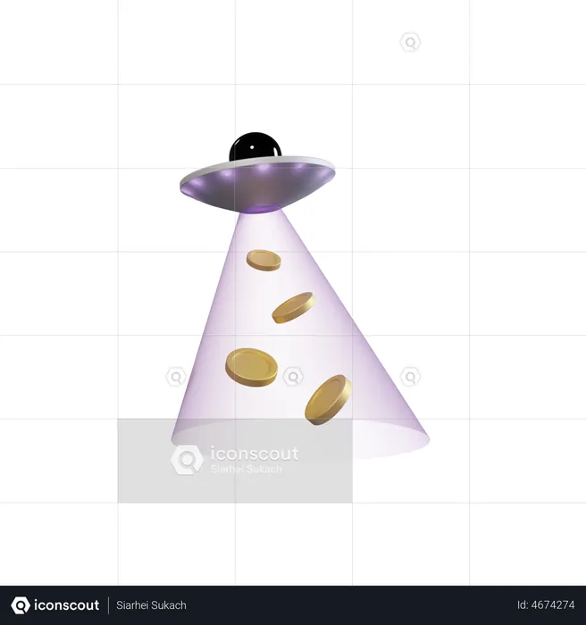 Ufo Pull Money  3D Illustration