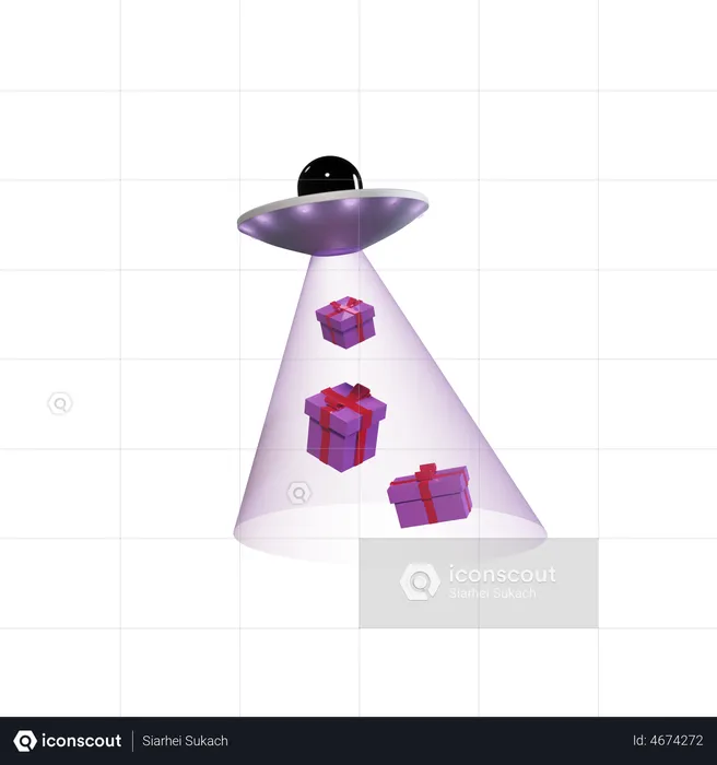 Ufo Pulling Gifts  3D Illustration