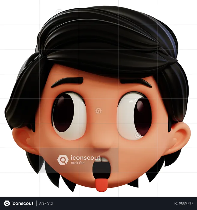 醜い表情の少年 Emoji 3D Icon