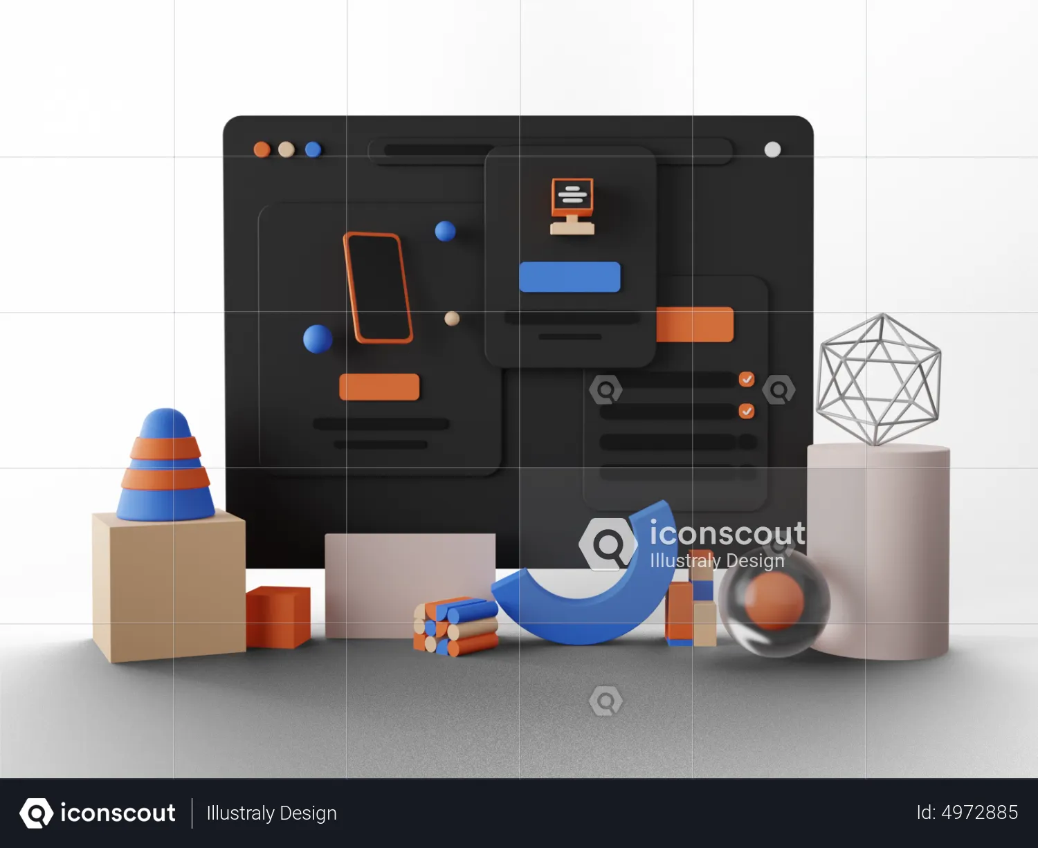 Ui Ux Design 3D Illustration - Free Download Design & Development 3D ...