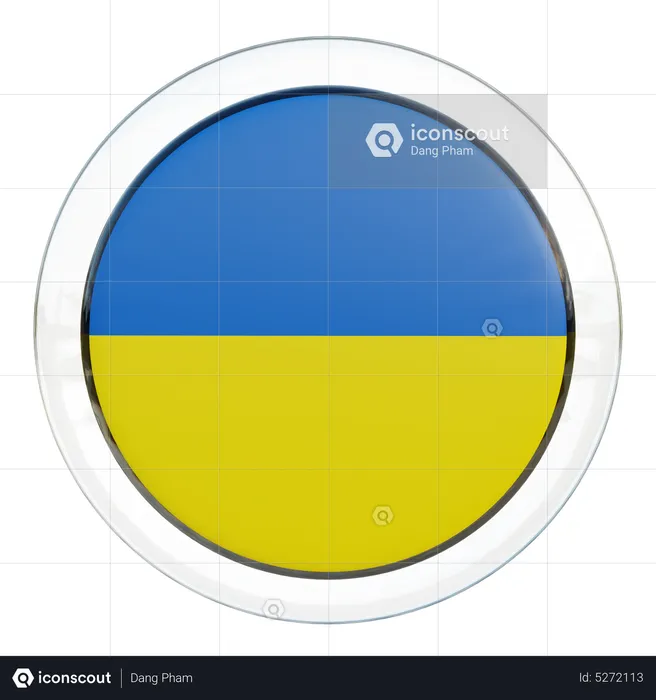 Ukraine Round Flag Flag 3D Icon
