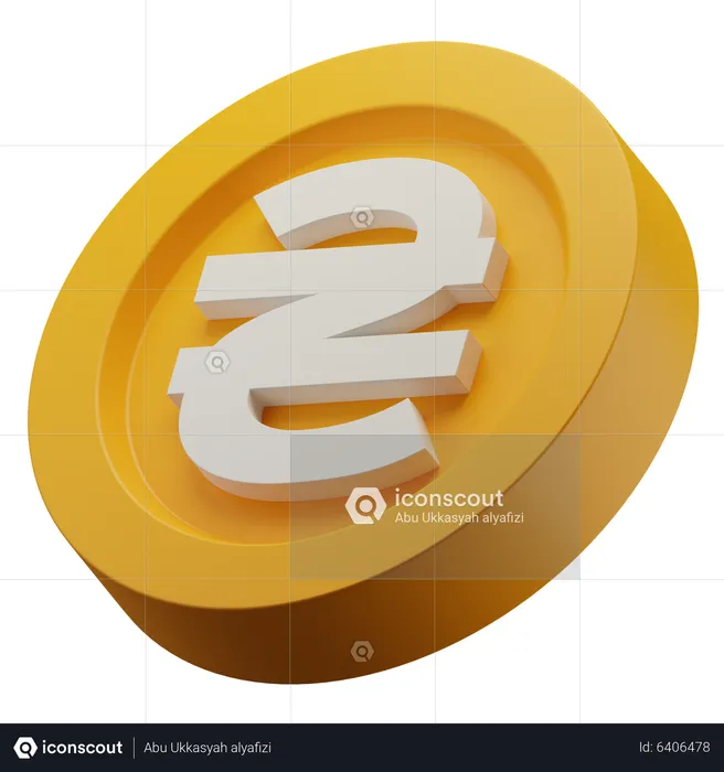 Ukrainian Hrvynia Gold Coin  3D Icon