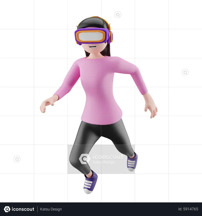 Um personagem do metaverso usando óculos de realidade virtual  3D Illustration