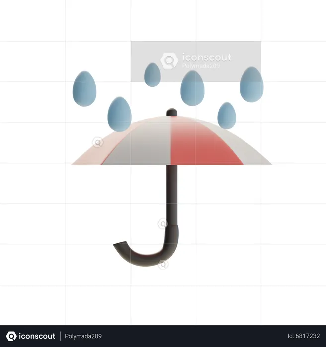 Umbrella and rain water  3D Icon