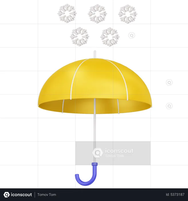 Umbrella and snow  3D Icon