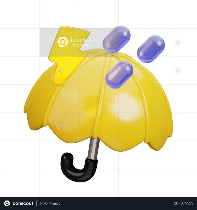 Umbrella and Thunderstorm  3D Icon