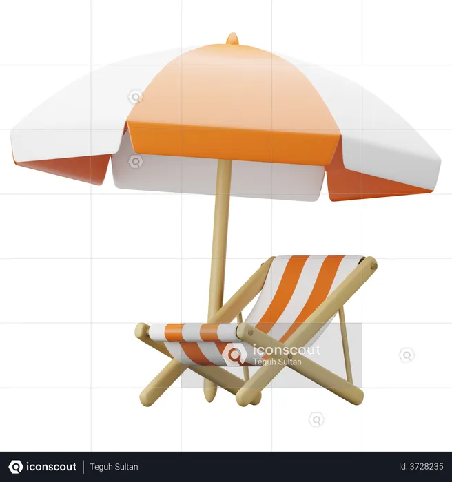 Umbrella Beach  3D Illustration