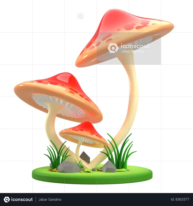 Mushrooms Umbrella  3D Icon