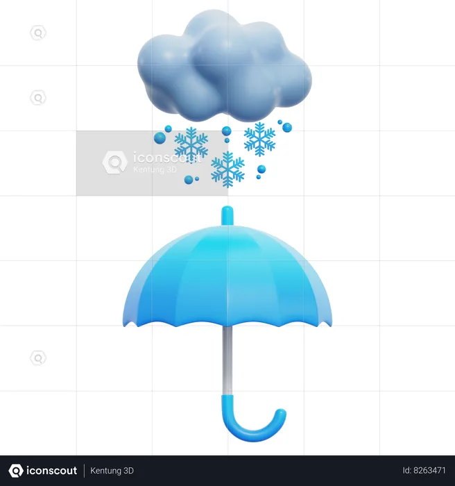 Umbrella Snowfall  3D Icon