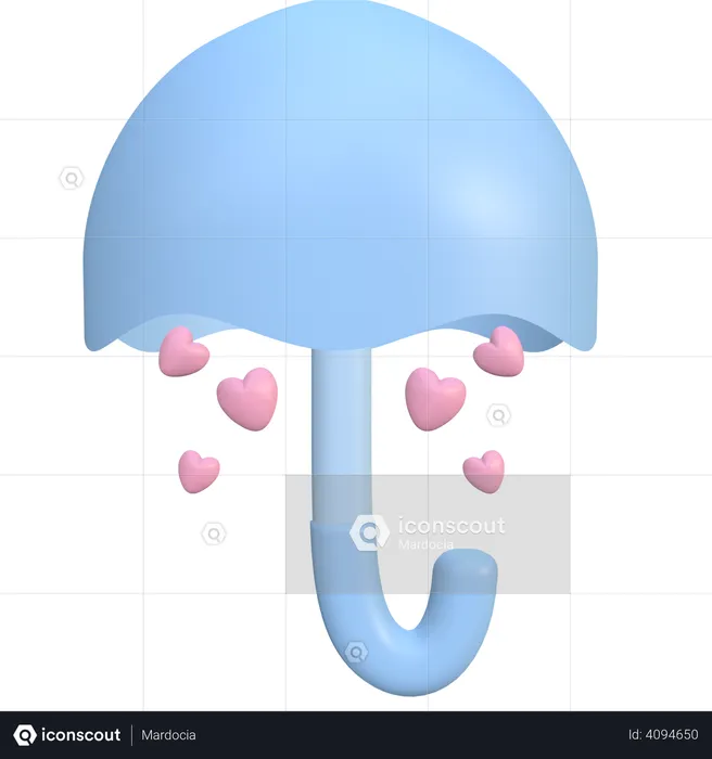 Umbrella with heart  3D Illustration