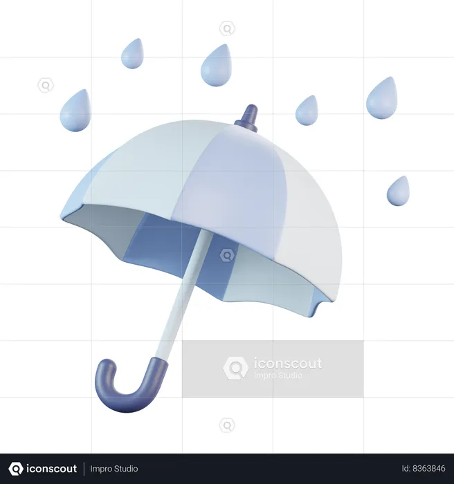Umbrella with Rain  3D Icon