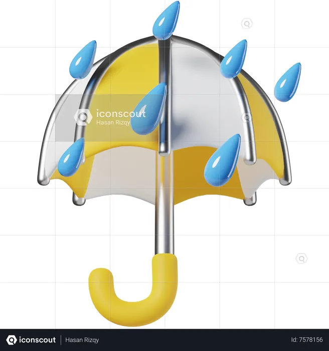 Umbrella With Rain Drop  3D Icon