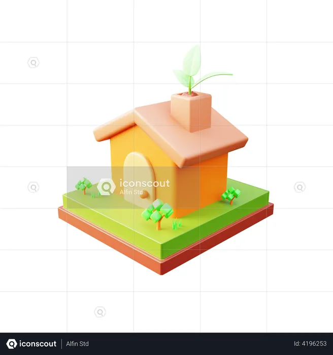 Umweltfreundliches Haus  3D Illustration