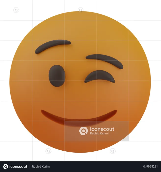 Clin d'oeil avec sourire Visage Emoji 3D Icon