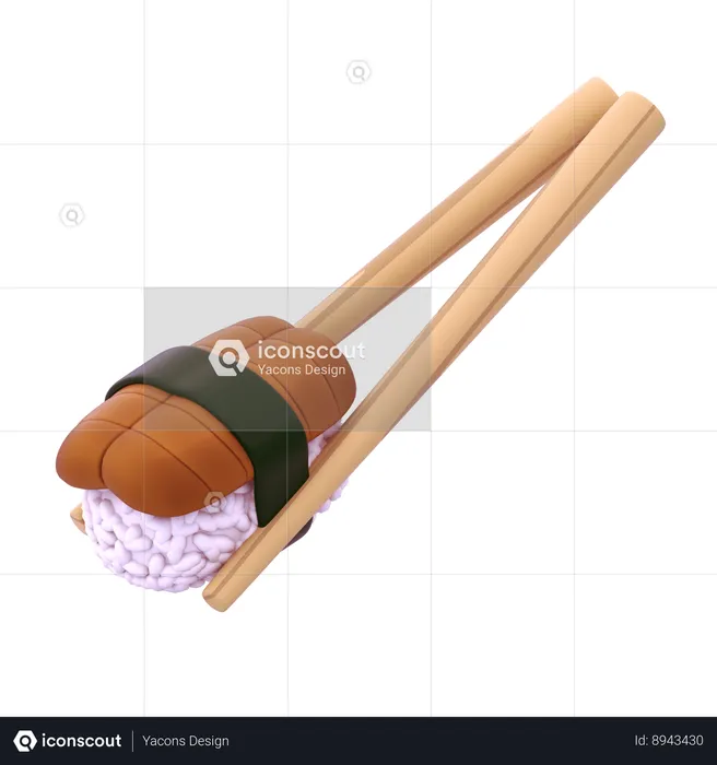 Unagi Nigiri In Chopstick  3D Icon