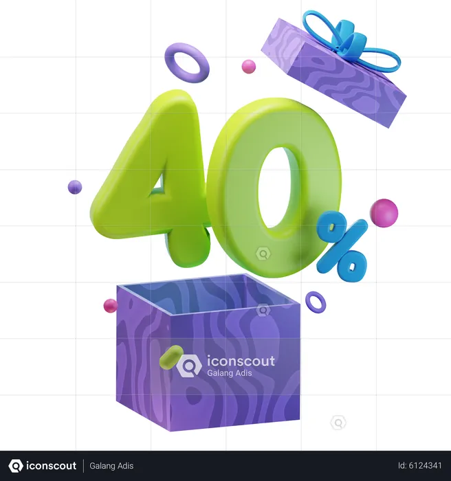 Unboxing 40 Percentage Discount  3D Icon
