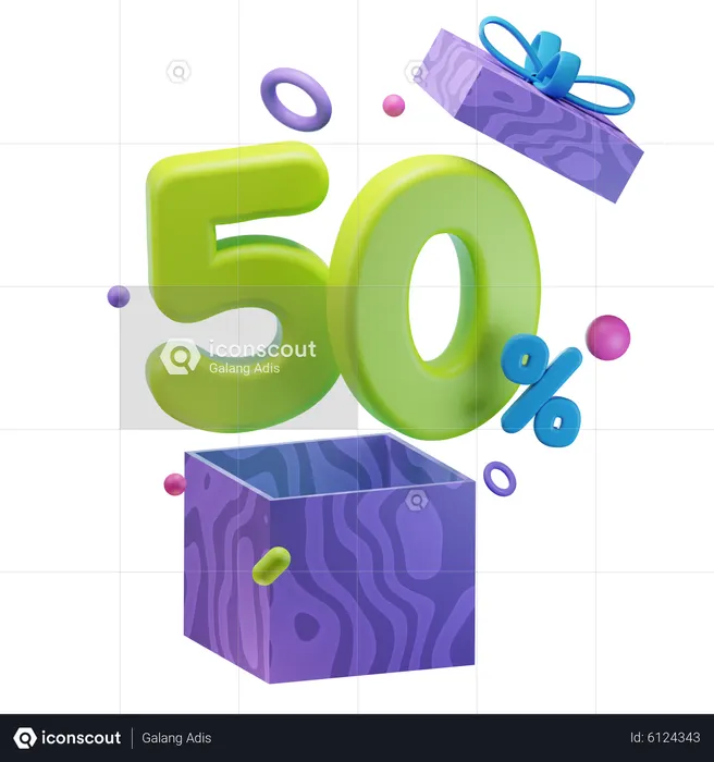 Unboxing 50 Percentage Discount  3D Icon