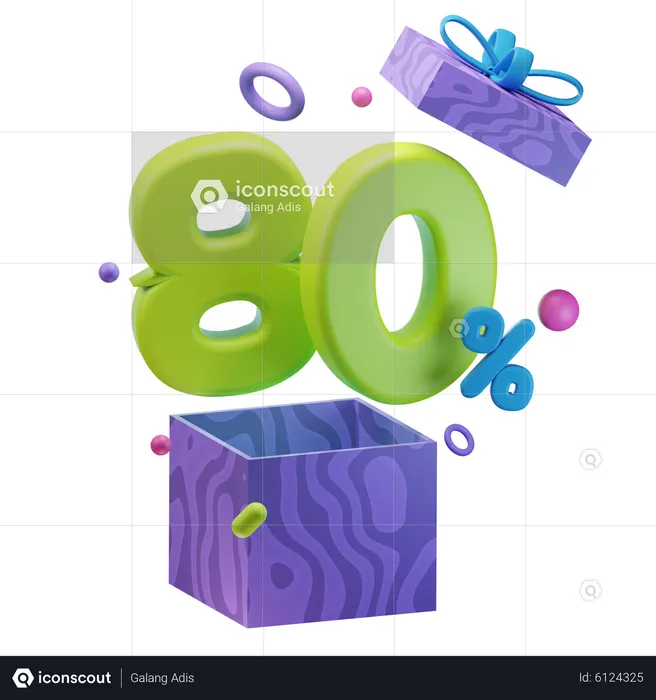 Unboxing 80 Percentage Discount  3D Icon