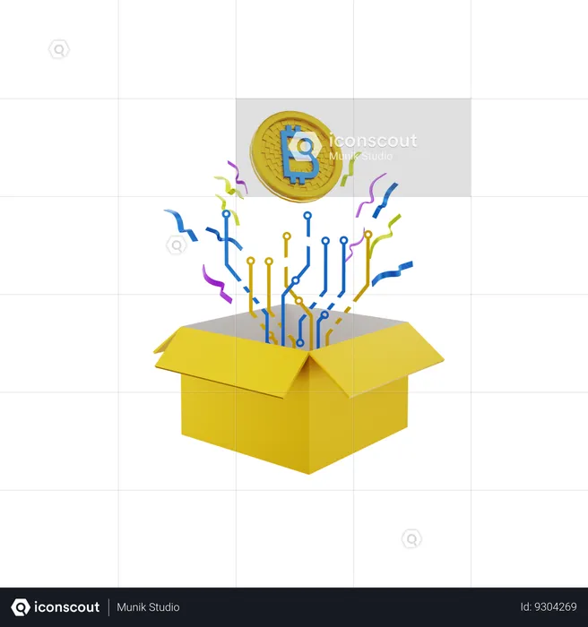 Unboxing Bitcoin  3D Icon