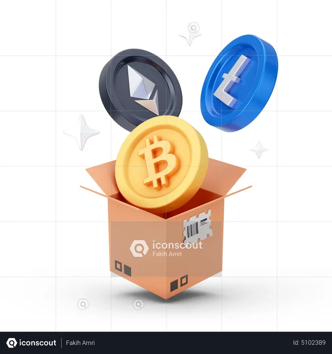 Desempacotando criptomoeda  3D Icon