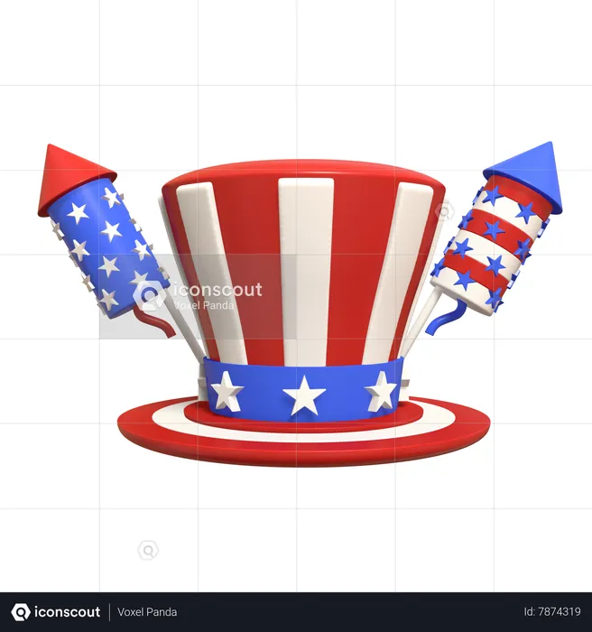 Uncle Sam American Hat  3D Icon