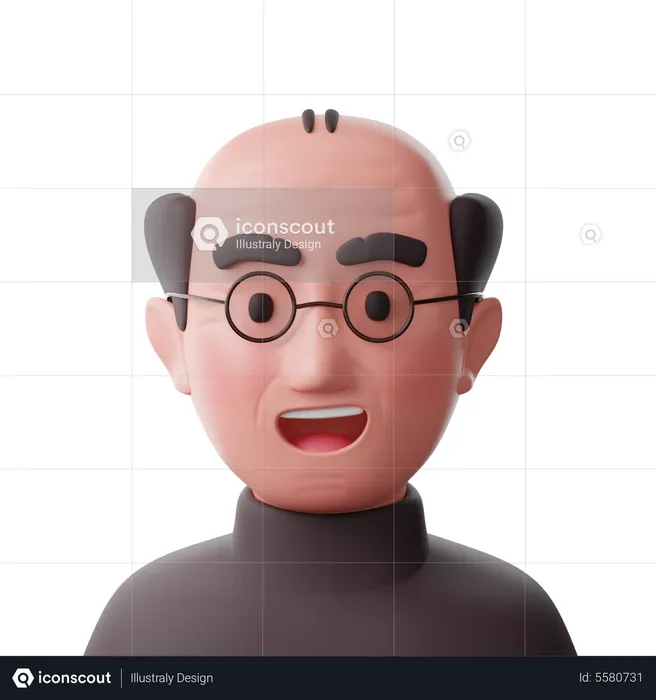 Uncle Small Brain Glasses  3D Icon