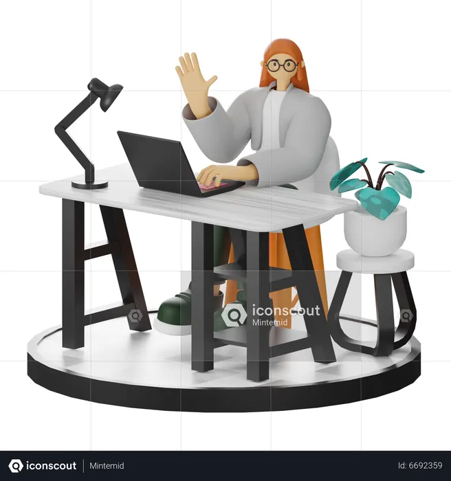 Une femme dit bonjour  3D Icon
