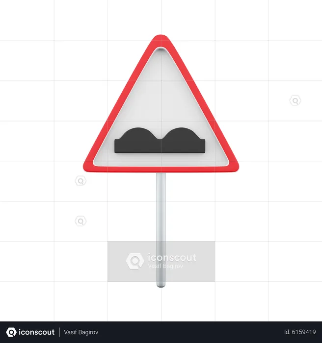 Unebenes Wegschild  3D Icon