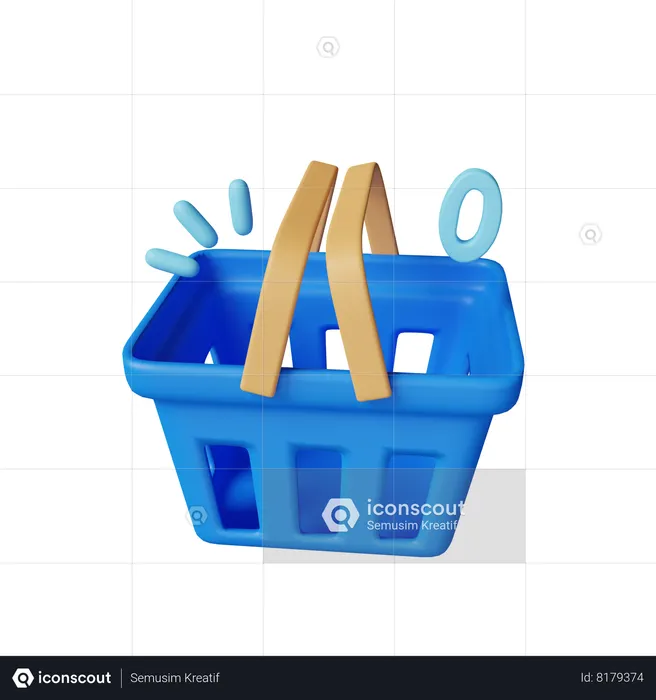 Unfilled Shopping Cart  3D Icon