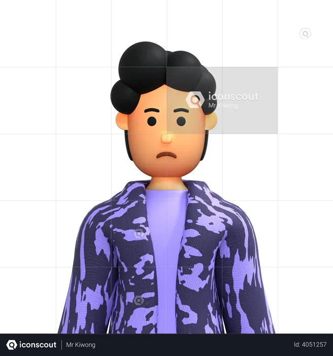 Unhappy Man  3D Illustration