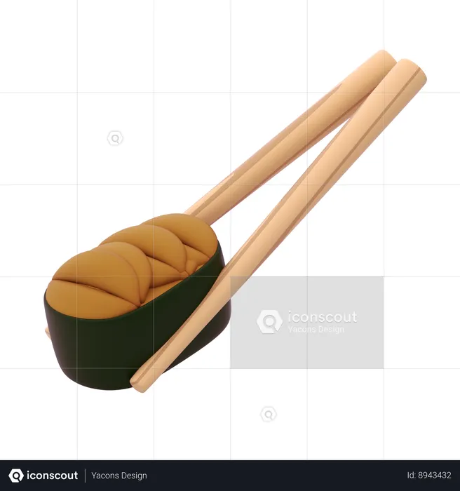 Uni Gunkan In Chopstick  3D Icon