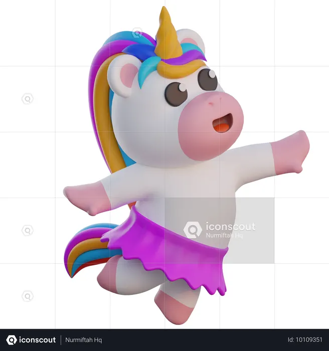 Unicorn do Ballet Dancing  3D Illustration